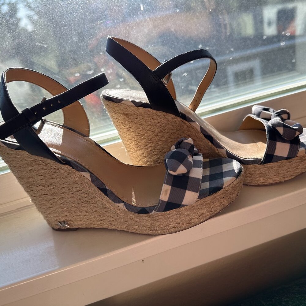 Michael Kors Gingham Wedge Sandals